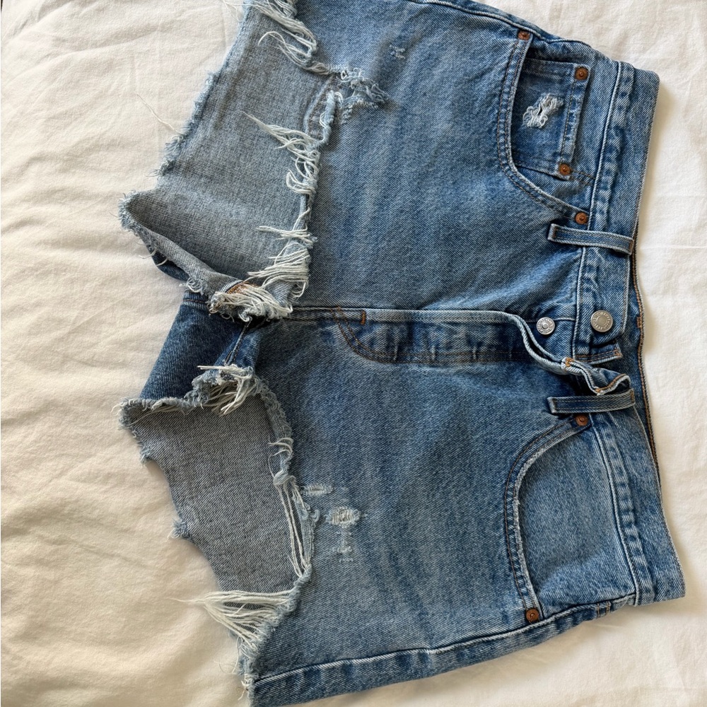 Levi's Blue Distressed Jean Shorts